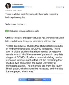 Dr. Simone Gold Posts Facts About HCQ Studies (twitter.com)